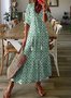 Damen Geometrisch Sommer Kleid V-Ausschnitt Halbarm Blusenkleid A-Linien-Kleid