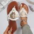 Damen Stelle Zehentrenner PU Schuhe Metallische Schnalle Pantolette Hardware Schnalle Sommer Flach Pantoletten
