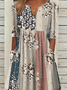 Damen Geblümt Sommer Print Kleid V-Ausschnitt Kurzarm Passen & Flare Kleid H-Linie Kleid