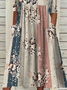 Damen Geblümt Sommer Print Kleid V-Ausschnitt Kurzarm Passen & Flare Kleid H-Linie Kleid