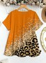 Retro Leopard Rundhals Dreiviertelärmel T-Shirt
