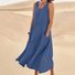 Damen Unifarben Sommer Nahtverarbeitung Kleid Rundhals Ärmellos Passen & Flare Kleid A-Linien-Kleid