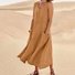 Damen Unifarben Sommer Nahtverarbeitung Kleid Rundhals Ärmellos Passen & Flare Kleid A-Linien-Kleid