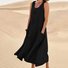 Damen Unifarben Sommer Nahtverarbeitung Kleid Rundhals Ärmellos Passen & Flare Kleid A-Linien-Kleid
