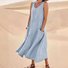 Damen Unifarben Sommer Nahtverarbeitung Kleid Rundhals Ärmellos Passen & Flare Kleid A-Linien-Kleid