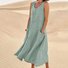 Damen Unifarben Sommer Nahtverarbeitung Kleid Rundhals Ärmellos Passen & Flare Kleid A-Linien-Kleid