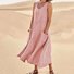 Damen Unifarben Sommer Nahtverarbeitung Kleid Rundhals Ärmellos Passen & Flare Kleid A-Linien-Kleid