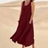 Damen Unifarben Sommer Nahtverarbeitung Kleid Rundhals Ärmellos Passen & Flare Kleid A-Linien-Kleid