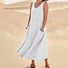 Damen Unifarben Sommer Nahtverarbeitung Kleid Rundhals Ärmellos Passen & Flare Kleid A-Linien-Kleid