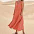 Damen Unifarben Sommer Nahtverarbeitung Kleid Rundhals Ärmellos Passen & Flare Kleid A-Linien-Kleid