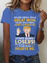 Lässig Textbriefe Rundhals Kurzarm T-Shirt