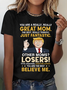 Lässig Textbriefe Rundhals Kurzarm T-Shirt