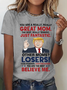 Lässig Textbriefe Rundhals Kurzarm T-Shirt