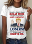 Lässig Textbriefe Rundhals Kurzarm T-Shirt