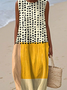 Damen Geometrisch Sommer Kleid Rundhals Ärmellos A-Linien-Kleid