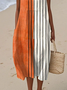 Damen Gestreift Sommer Kleid Rundhals Ärmellos A-Linien-Kleid