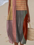 Damen Gestreift Sommer Kleid Rundhals Ärmellos A-Linien-Kleid