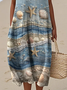 Damen Sparren Sommer Kleid Rundhals Ärmellos A-Linien-Kleid