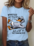 Lässig Textbriefe Rundhals Kurzarm T-Shirt