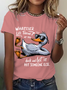 Lässig Textbriefe Rundhals Kurzarm T-Shirt