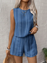 Damen Gestreift Zweiteiliges Set Täglich Ärmellos Retro Sommer Mehrteiliges Set Matching Set