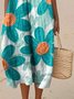 Damen Geblümt Sommer Kleid Rundhals Ärmellos A-Linien-Kleid