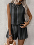 Damen Gestreift Zweiteiliges Set Täglich Ärmellos Retro Sommer Mehrteiliges Set Matching Set