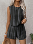 Damen Gestreift Zweiteiliges Set Täglich Ärmellos Retro Sommer Mehrteiliges Set Matching Set