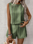 Damen Gestreift Zweiteiliges Set Täglich Ärmellos Retro Sommer Mehrteiliges Set Matching Set