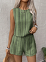Damen Gestreift Zweiteiliges Set Täglich Ärmellos Retro Sommer Mehrteiliges Set Matching Set
