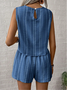 Damen Gestreift Zweiteiliges Set Täglich Ärmellos Retro Sommer Mehrteiliges Set Matching Set