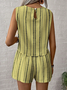 Damen Gestreift Zweiteiliges Set Täglich Ärmellos Retro Sommer Mehrteiliges Set Matching Set