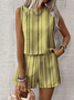 Damen Gestreift Zweiteiliges Set Täglich Ärmellos Retro Sommer Mehrteiliges Set Matching Set