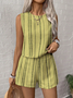 Damen Gestreift Zweiteiliges Set Täglich Ärmellos Retro Sommer Mehrteiliges Set Matching Set