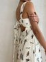 Damen Malerei Sommer Kleid Spaghettiträger Gallus Tanktop A-Linien-Kleid