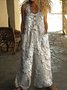 Damen Unifarben Rundhals Ärmellos Lässig Sommer Baumwolle Jumpsuit