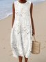 Damen Gestreift Sommer Kleid Rundhals Ärmellos A-Linien-Kleid