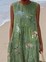 Damen Malerei Sommer Kleid Rundhals Ärmellos A-Linien-Kleid