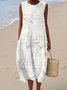 Damen Gestreift Sommer Kleid Rundhals Ärmellos A-Linien-Kleid