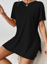 Damen Unifarben Zweiteiliges Set Täglich Halbarm Lässig Sommer Bluse mit Hose Matching Set