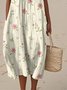 Damen Geblümt Sommer Kleid Rundhals Ärmellos A-Linien-Kleid