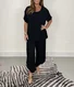 Damen Unifarben Zweiteiliges Set Täglich Halbarm Retro Sommer Bluse mit Hose Matching Set