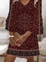 Damen Geblümt Sommer Print Kleid V-Ausschnitt Halbarm H-Linie Kleid