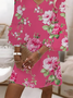 Damen Geblümt Sommer Print Kleid V-Ausschnitt Halbarm H-Linie Kleid
