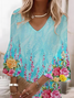Damen Geblümt Sommer Print Kleid V-Ausschnitt Halbarm H-Linie Kleid