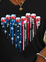 Lässig Farbverlauf U-Ausschnitt Kurzarm T-Shirt