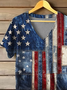 Lässig Tag der Unabhängigkeit (Flagge) V-Ausschnitt Kurzarm T-Shirt