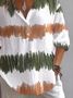 Hemdkragen Langarm Abstrakt Print Regelmäßig Weit Bluse für Damen