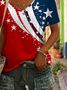 Lässig Tag der Unabhängigkeit (Flagge) V-Ausschnitt Kurzarm T-Shirt