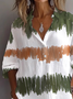 Hemdkragen Langarm Abstrakt Print Regelmäßig Weit Bluse für Damen